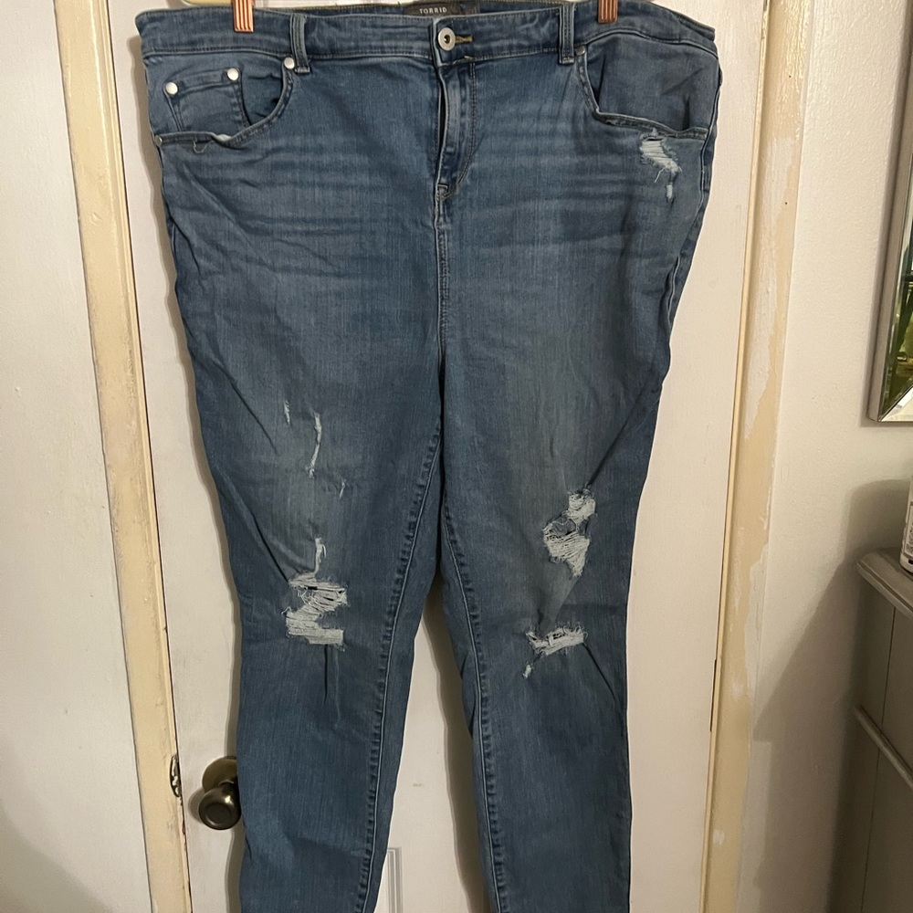 Torrid high rise destroyed jeans